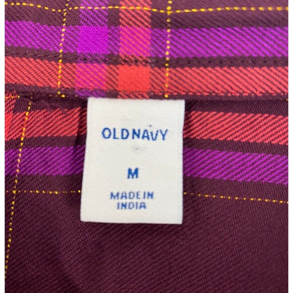 OLD NAVY Plaid Dress Women's Button up Size M Long Sleeve NWT - Picture 2 of 12